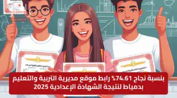 نتيجة 3 اعدادي الترم الثاني 2025 بمحافظة دمياط damiettaresults.online رسميا ظهرت بنسبة نجاح 74.61%