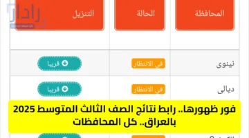ترقبوا.. نتائج الثالث متوسط 2025 الدور الاول عبر موقع نتائجنا في عموم محافظات العراق