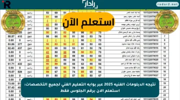 نتيجة الدبلومات الفنية 2025 عبر بوابة التعليم الفني لجميع التخصصات: استعلم الان برقم الجلوس فقط