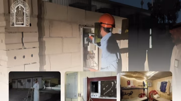 بالصور.. إزالة تعدٍ كهربائي على عداد مصلى بعد قطع التيار عن 3 بركسات سكن عمال بالرياض